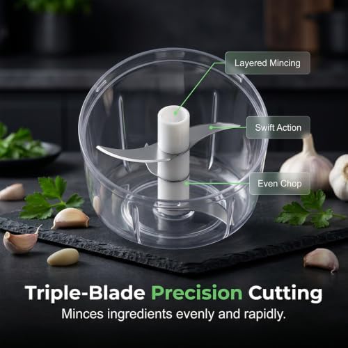 Electric Garlic Chopper, Mini Veggie Chopper Garlic Mincer (Green) - Image 5
