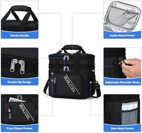 Insulated Lunch Bag, Portable Double Deck Lunch Box for Men Women
