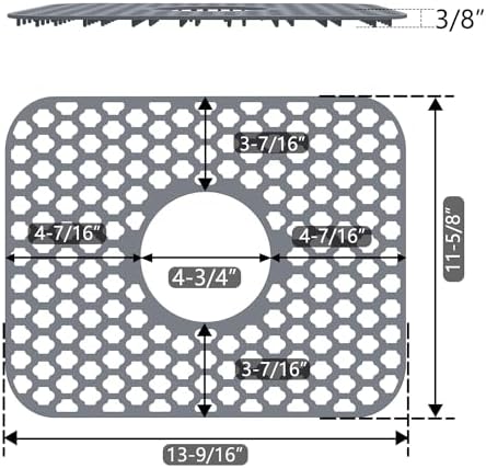 Silicone Sink Protector Kitchen Sink Mat 2 Pack 13.58"x 11.6" Gray