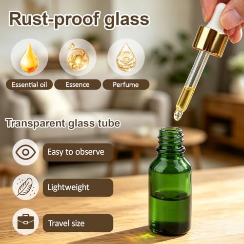 1/2 oz Green Glass Dropper Bottles,15ml Leakproof Tincture Bottles with Funnels, Eye Droppers, Labels, Refillable Empty Bottle for Tinctures, Essential Oils - Image 5