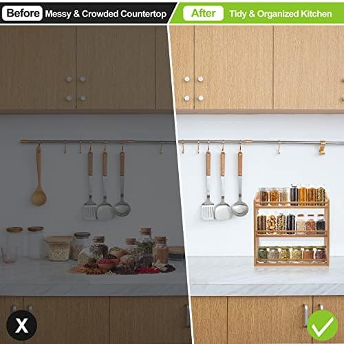 3 Tier Bamboo Spice Rack Wall Mount or Countertop,Spice Organizer
