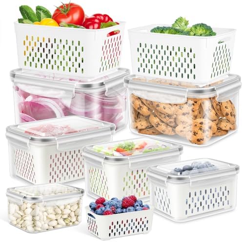 6 Pack Fruit Storage Containers for Fridge Produce Saver Veggie Container