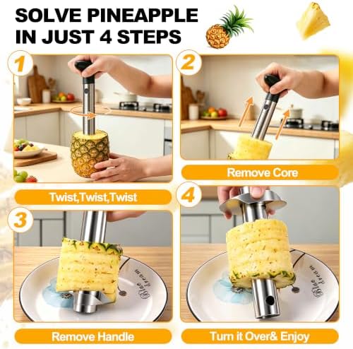 Pineapple Corer and Slicer, Stainless Steel Pineapple Cutter Tool