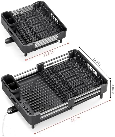 Expandable Dish Drying Rack for Kitchen Counter, Standard, Black