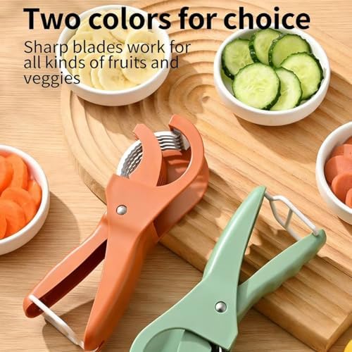 Manual Food Slicer, Stainless Steel Kitchen Cutter Ideal for eggs, strawberries, kiwis, and mushrooms Effortless press-and-slice design Space-saving hanging hook (Green) - Image 3