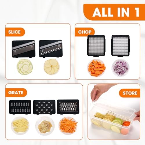 Cheer Collection Vegetable Chopper Slicer with Container Lid – 7 in 1 Mandoline Slicer Dicer Grater Julienne Cutter Kitchen Gadget, Multi Blade Food Chopper for Meal Prep - Image 3