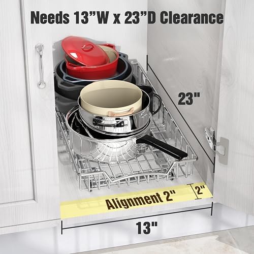 Under Cabinet Pull Out Sliding Shelf, 21" Dx11 W, Chrome