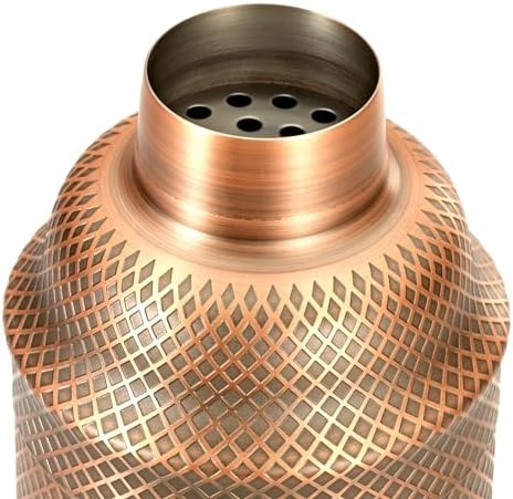 3-Piece Diamond Lattice Etch Japanese Cocktail Shaker Set (24 Oz/700ml), Antique Copper