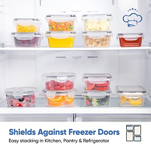 32 Piece Airtight Food Storage Containers with Easy Snap Lids, 16 Containers and Lids, Stackable Kitchen and Pantry Canisters for Meal Prep and Food Storage - Transparent