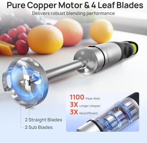 Consciot 4-in-1 Immersion Blender Handheld Max 1100W, Trigger Speed Control - Image 2