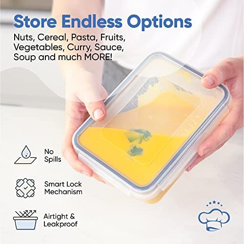 32 Piece Airtight Food Storage Containers with Easy Snap Lids, 16 Containers and Lids, Stackable Kitchen and Pantry Canisters for Meal Prep and Food Storage - Transparent