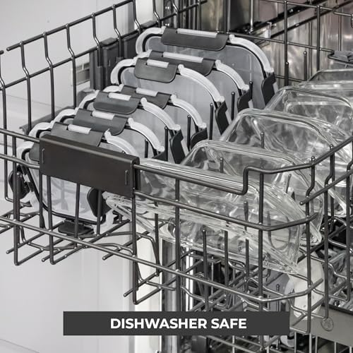 Glass Storage Containers with Lids, 24 Pieces, 12 Containers with 12 Lids, Glass Meal Prep Container for Lunch, Food Storage Containers, Leak Proof, Freezer Safe, Gray