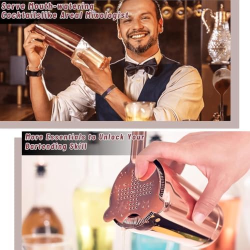 Boston Shaker Cocktail Set Bartender Kit, 12 Pcs Drink Shaker with Strainer Bartending Martini Shaker Tin with 18oz & 28oz Mixed Alcohol Shaker Stainless Steel Bar Tool for Beginner