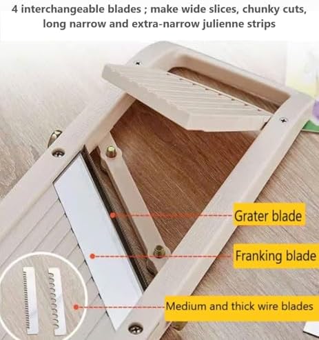 Professional Mandoline Slicer for Kitchen, Wide Vegetable Cutter with 4 Stainless Steel Blades - Image 3