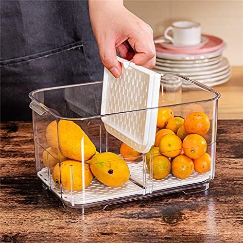 Vegetable Fruit Storage Containers, Produce Saver Containers Refrigerator Storage Containers Fresh Produce Saver with Lids and Vents,Stackable Salad Lettuce Keeper for Refrigerator