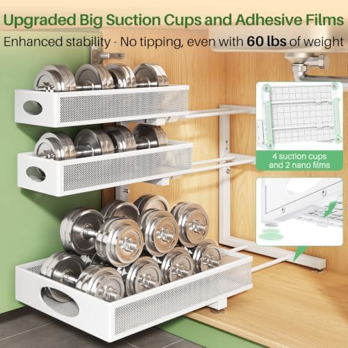Under Sink Organizer 3-Tier Slide Out Drawer for Bathroom 2-Pack