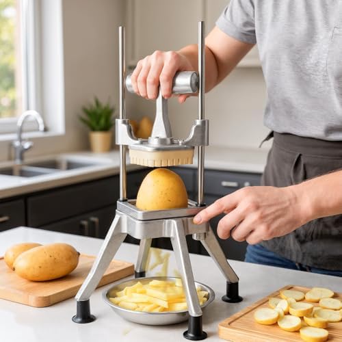 Commercial Vegetable Chopper Dicer w/3 Replacement Blades Onion Dicer Commercial Heavy Duty Vegetable Fruit Chopper Stainless Steel French Fry Cutter - Image 2