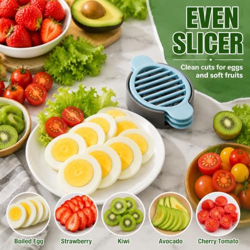 3 in 1 Egg Slicer for Hard Boiled Eggs, Multi Functional Egg Cutter with Replaceable Cutting Blades, Egg Wedger Slicer Dicer for Egg Strawberry Mushroom Soft Fruit, Gadget Tool - Image 4