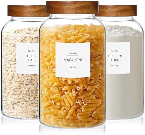 88oz Glass Jars w/Acacia Lids for Flour & Sugar Storage Containers