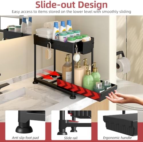 4-Pack 2-Tier Under Sink Organizer with Pull Out Drawers