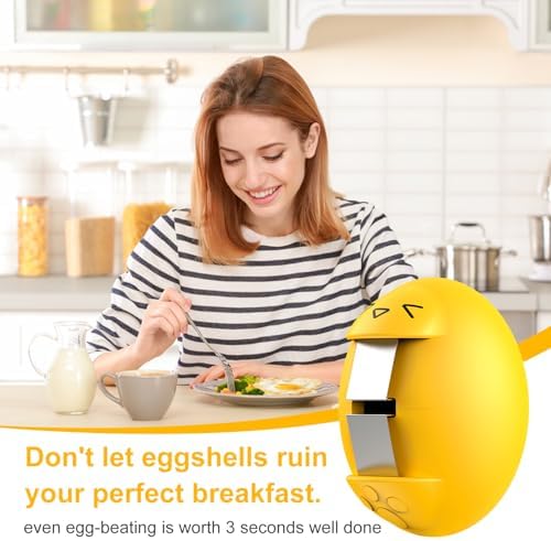 Egg Cracker, Silicone Egg Shell Opener, Cute Egg Shaped Design, Opens Eggs with Ease, A Little Happiness Boost for Your Kitchen. (Color: Yellow, 1-Pack) - Image 4