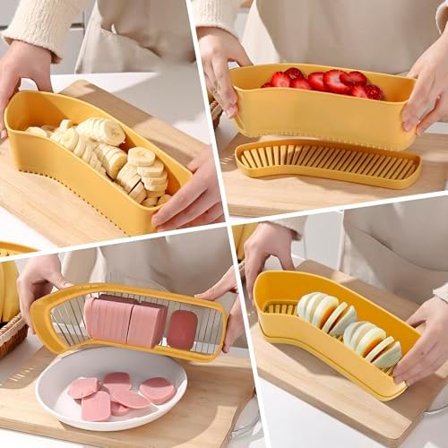 Large Fruit Slicer - Banana, Strawberry, Egg Cutter for Kitchen Yellow