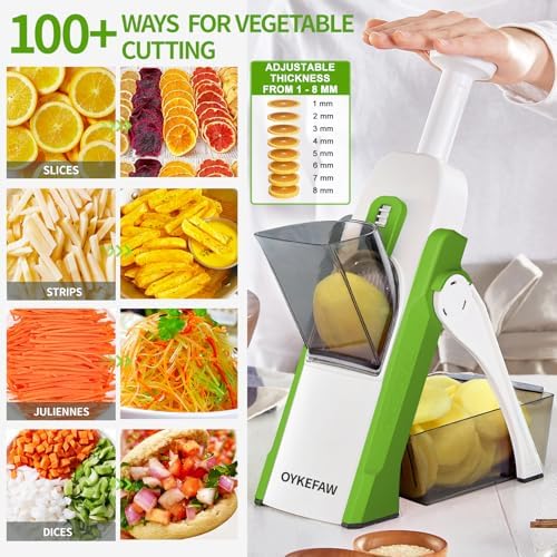 Safe Mandoline Slicer for Kitchen, 5 in 1 Vegetable Food Chopper, Potato French Fry Cutter, Fruit Slicer, Adjustable Thickness 0.1-8 mm, Kitchen Chopping Artifact Fast Meal Prep - Image 3