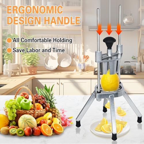 Hakka Commercial Easy Wedger Slicer Lemon Cutter with 3 Blades, 4/6/8 Wedger Stainless Steel Fruit Cutter Lime Slicer for Lemons Limes Tomatoes Potatoes - Image 4