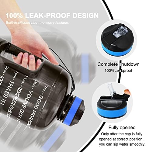 Motivational Gallon Water Bottle - with Straw & Time Marker BPA Free Large Reusable Sport Water Jug with Handle for Fitness Outdoor Enthusiasts Leak-Proof