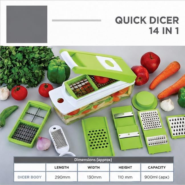 14-in-1 Vegetable Chopper Quick Dicer Cutter with Container - Image 2