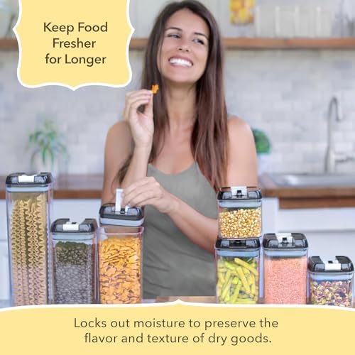 Airtight Food Storage Containers with Lids – 14 Piece Assorted Size Kitchen Pantry Organization Set, BPA-Free Clear Plastic, Stackable Containers for Cereal, Flour, Sugar, Rice, Snacks