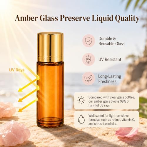 AstraVox 2Pcs 50ml Rose Quartz Refillable Roller Bottles for Essential Oils - Image 2