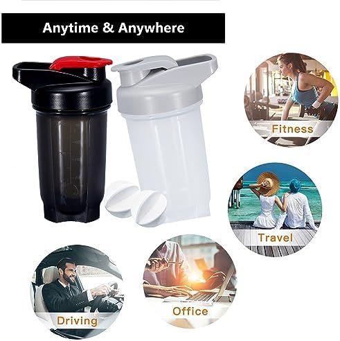 Shaker Bottle Protein Shakes Cup and 10-Ounce/300ML ShakerBottle with Whisk Balls, Protein ShakerBottles Set,Non-BPA plastic (Black+Grey(2PCS)) - Image 5