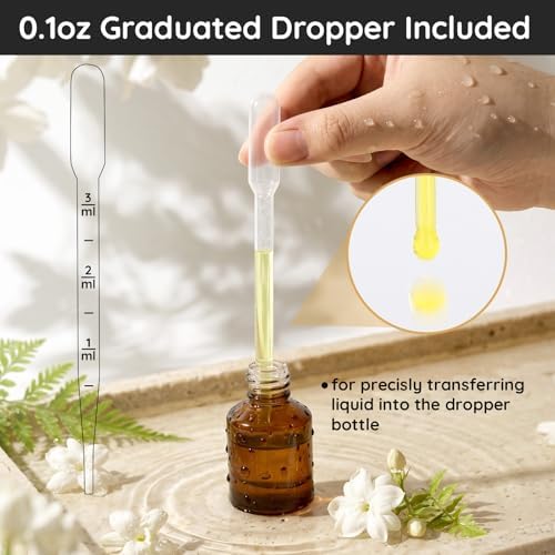 Segbeauty 0.5oz Amber Glass Dropper Bottles Refillable, 4pcs Empty Travel Eye Droppers for Liquids, 15ml Mini Travel Size Perfume Oils Bottle with Refill Tool, Small Round Essential Oil Dispenser - Image 4