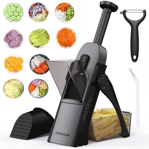 Safe Mandoline Slicer for Kitchen, 5 in 1 Multi Food Chopper, Potato Slicer by Jonscook