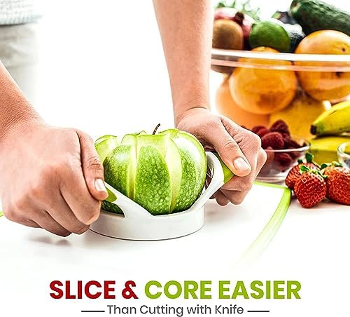 Apple slicer bulk,8 Super Sharp Blades Stainless Steel Corer and Divider,Ergonomic ABS Anti-Slip Handle,4.13 in sturdy Rust Resistant Fruit Slicer Cut