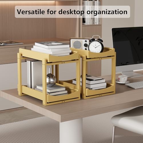 Bamboo Under Sink Organizer Adjustable Height 2 Tier Bathroom Organizer