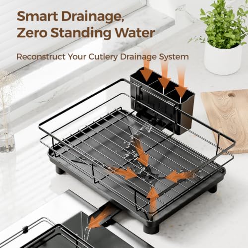 Dish Drying Rack for Kitchen Counter & Sink, 2 Pack Dish Drainers