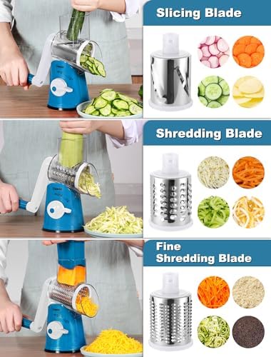 Geedel Rotary Cheese Grater Hand Crank, Cheese Shredder Vegetable Slicer - Image 4