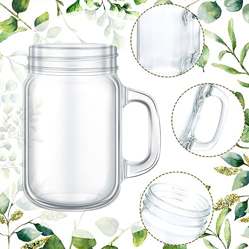 6 Pcs 12 oz Mason Jar Glasses with Handle No Lids Cups for Beverages
