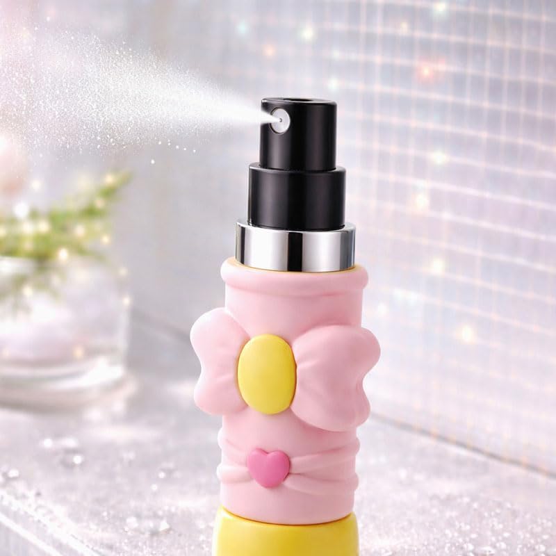 2Pcs 0.17oz Princess Travel Atomizer Bottles, Heart Bow Mini Spray Vessels with Keychain & Strap, Compact Portable Vials for Daily Outdoor Transit - Image 4