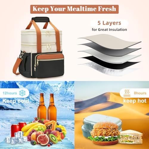 Lunch Bag for Women - Expandable Double Deck Lunch Box