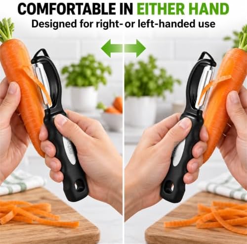 Swivel Vegetable Peeler for Kitchen w/Soft Grip Handle, Black-1pcs
