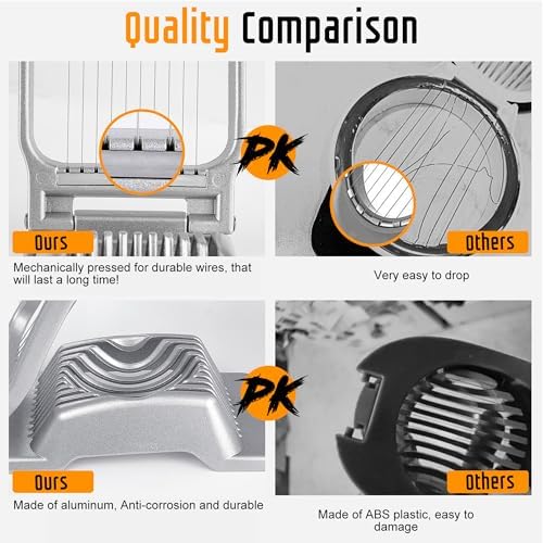 Heavy Duty Aluminium Egg Slicer, Stainless Steel Wire, Blue-Gray - Image 4