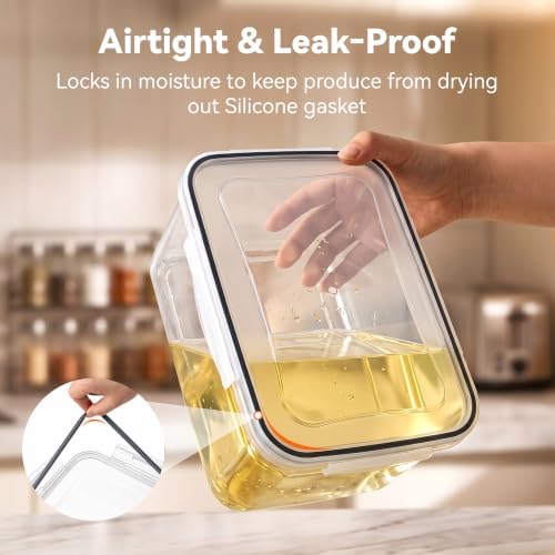 5 Pack Large Fruit Storage Containers for Fridge Set, Removable Colander