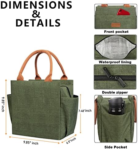 Lunch Box for Women Reusable Leakproof Insulated Lunch Bag-Green
