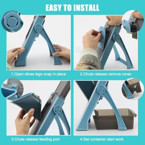 Mandoline Slicer for Kitchen, Adjustable Thickness, Blue - Image 5