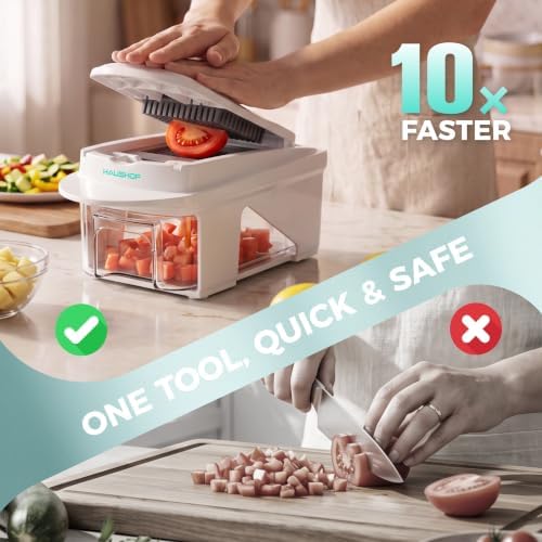 HAUSHOF All-in-1 Vegetable Chopper and Mandoline Slicer,13 Blades - Image 3