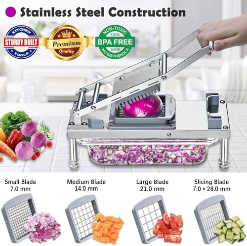 Vegetable Chopper Veggie Cutter Onion Food Dicer with Container 10 Blades