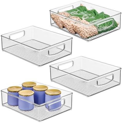 Plastic Stackable Pantry Bin, Set of 4, Clear